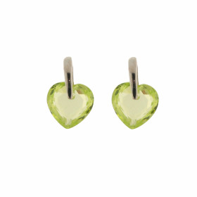 Boucles d oreilles Argent 925 Oxyde Zirconium Vert (couleur péridot) serties pierres forme coeur 10x10mm