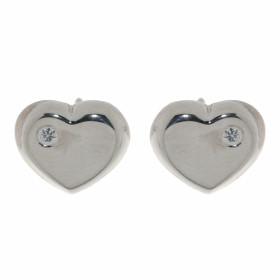  Boucles d oreilles argent forme coeur serties d un petit oxyde zirconium 3mm Dimensions: 12x15mm 