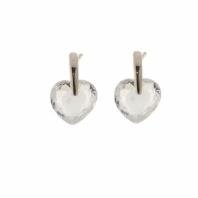 Boucles d'oreilles Argent 925 Oxyde de Zirconium serties de pierres en forme de coeur de 10x10mm