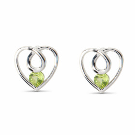 Boucles d'oreilles Coeur Argent Péridot. Motif en Argent 925 rhodié mesurant 12x12mm. Chaque boucle est sertie d'une pierr...