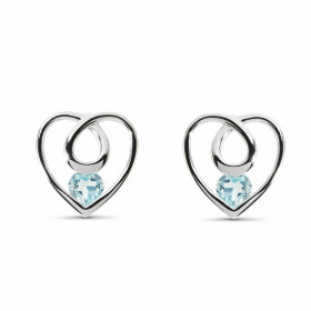 Boucles d oreilles Coeur Argent Topaze bleue traitée Motif Argent 925 rhodié mesurant 12x12mm Chaque boucle est sertie d u...