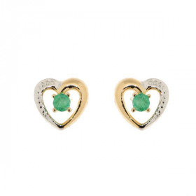 Boucles d oreilles Coeur Or Jaune 750 Emeraude Ces boucles d oreilles sont serties pierres 2,5mm diamètre La dimension d u...