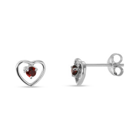 Boucles d oreilles Coeur Or blanc 375 Grenat Boucles d oreilles Or blanc 375 (9 carats) Motif coeur 7x7mm Pierres rondes 2...