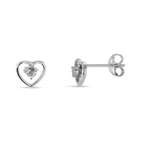 Boucles d oreilles Coeur Or blanc 375 Topaze Bleue Boucles d oreilles Or blanc 375 (9 carats) Motif coeur 7x7mm une pierre...