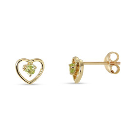 Boucles d'oreilles Coeur Or jaune 375 et Péridot