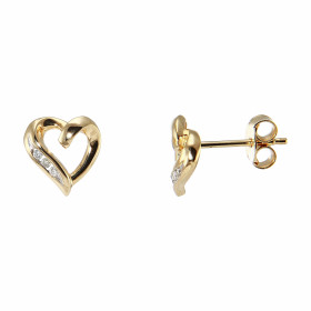 Boucles d oreilles 2 Ors serties 6 diamants Dimensions du motif (vue face) : 9,1 x 8,5 mm Poids Diamant : 0,038 carats Qua...