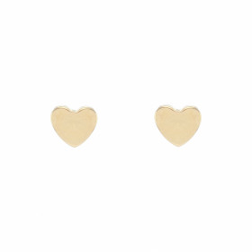 Boucles d&#39;oreilles motif Coeur en Or Jaune 375/1000. Dimensions d&#39;un coeur : 5x5mm