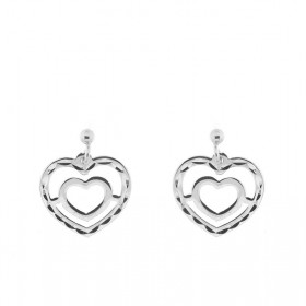Boucles d oreilles coeurs argent 925 rhodié Longueur : 22mm Largeur : 17mm