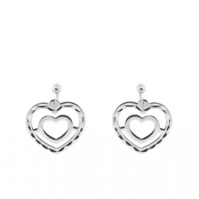 Boucles d'oreilles coeurs en argent 925 rhodié