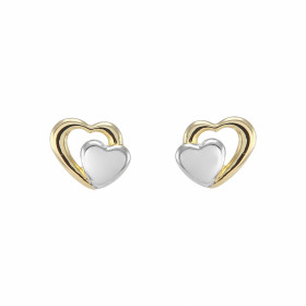  Boucles d oreilles 2tons Or 375  Motifs coeurs Dimensions d une boucle : 6x6m 