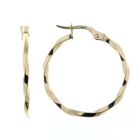 Créoles Or Jaune 375 Section carrée torsadée 1,5mm Diamètre exterieur : 25mm 