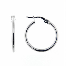 Créoles Or Blanc 375 Section ronde 2mm diamètre Diamètre exterieur : 20mm 