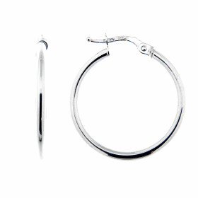 Créoles Or Blanc 375 Section ronde 2mm diamètre Diamètre exterieur : 25mm 
