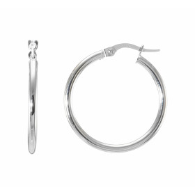 Créoles rondes or blanc 375 Système d attache : charnière Diamètre : 25mm Largeur : 2mm