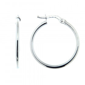  Boucles d oreilles style Créoles Or blanc 750 Diamètre extérieur : 25mm Section composée d un fil rond 2mm diamètre 