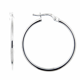  Créoles Or Blanc 375 Section ronde 2mm diamètre Diamètre exterieur : 30mm 