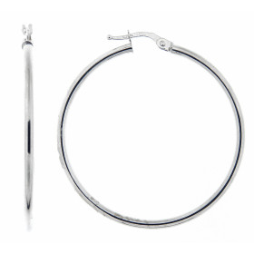  Créoles Or Blanc 375 Section ronde 2mm diamètre Diamètre exterieur : 40mm 