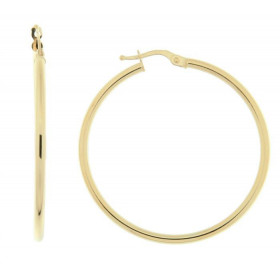  Créoles Or Jaune 375 Section ronde 2mm Diamètre exterieur : 40mm 