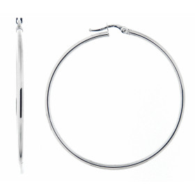 Boucles d oreilles style Créoles Or blanc 750 Diamètre extérieur : 50mm Section composée d un fil rond 2mm diamètre