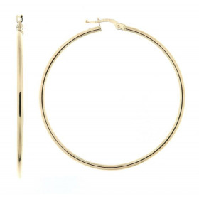  Créoles Or jaune 375 Section ronde 2mm diamètre Diamètre exterieur : 50mm 