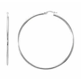 Créoles rondes or blanc 375 Système d attache : charnière Diamètre : 55mm Largeur : 2mm