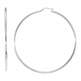  Créoles Or Blanc 375 Section ronde 2mm Diamètre exterieur : 60mm 