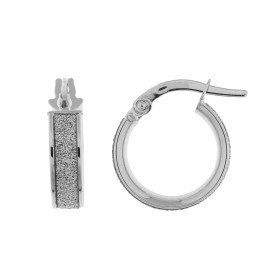 Créoles or blanc 375 Partie centrale or blanc texturé effet diamanté Largeur : 3,6mm Diamètre exterieur : 13mm 