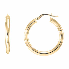  Créoles Or Jaune 375 Fil Rond 3mm Diam. 22mm Section ronde 3mm diamètre Diamètre exterieur : 25mm Système fermeture : cha...