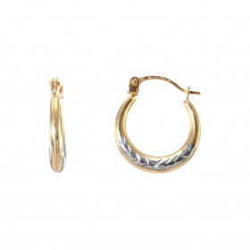  Créoles 2 ors 375 composées d un anneau un motif ciselé Système d attache : charnière Diamètre:13mm Largeur : 2,5mm 