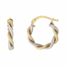 Créoles Entrelacées 2 ors 375 18mm Créoles composées d une créole or jaune d une créole or blanc entrelacées Largeur : 3mm...