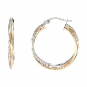 Créoles Entrelacées 2 ors 375 25mm Créoles composées d une créole or jaune lisse d une créole or blanc torsadée Largeur : ...