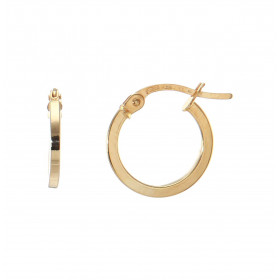 Créoles rondes or jaune 375 Système d attache : charnière Diamètre : 13mm Largeur : Section carrée 1,5mm