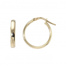  Créoles rondes or jaune 375 Section Ovale 3x1.5mm Système d attache : charnière Diamètre : 16mm Largeur : 3mm 