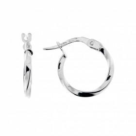 Créoles Or Blanc 375 Section carrée torsadée 1,5mm Diamètre exterieur : 15mm 