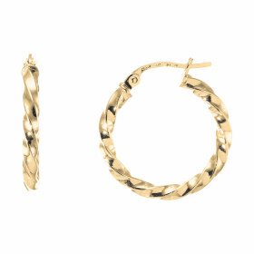 Créoles Torsadées 2.3mm x 20mm Or Jaune 375 Diamètre exterieur : 20mm Section torsadée 2.3mm large Système d attache : cha...