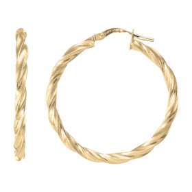 Créoles Torsadées 2.5mm x 30mm Or Jaune 375 Diamètre exterieur : 30mm Section torsadée 2.5mm large Système d attache : cha...
