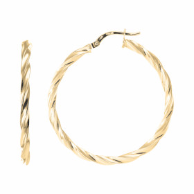  Créoles Torsadées 2mm x 35mm Or Jaune 375 Diamètre exterieur : 35mm Section torsadée 2.5mm large Système d attache : char...