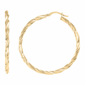 Créoles Torsadées 2.5mm x 40mm Or Jaune 375 Diamètre exterieur : 40mm Section torsadée 2.5mm large Système d attache : cha...