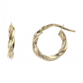 Créoles rondes torsadées or jaune 375 Système d attache : charnière Diamètre : 15mm Largeur : 2,7mm
