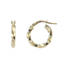 Créoles rondes torsadées or jaune 375 Système d attache : charnière Diamètre : 15mm Largeur : 2,7mm