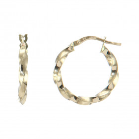 Créoles rondes torsadées or jaune 375 Système d attache : charnière Diamètre : 19mm Largeur : 2,7mm