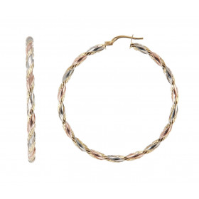  Créoles Torsadées 2.8mm x 45mm 3 Ors 375 Diamètre extérieur : 45mm Section torsadée 2.8mm large Système d attache : charn...