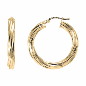 Créoles Torsadées 3.8mm x 28mm Or Jaune 375 Diamètre exterieur : 28mm Section torsadée 3.8mm large Système d attache : cha...