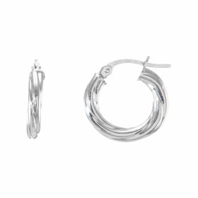 Créoles rondes torsadées or blanc 375 Système d attache : charnière Diamètre : 16mm Largeur : 3mm