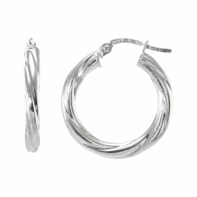 Créoles rondes torsadées or blanc 375 Système d attache : charnière Diamètre : 21mm Largeur : 3mm