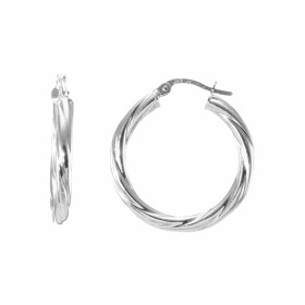  Créoles rondes torsadées or blanc 375 Système d attache : charnière Diamètre : 25mm Largeur : 3mm 