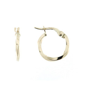 Créoles Or Jaune 375 Section carrée torsadée 1,5mm Diamètre exterieur : 15mm 