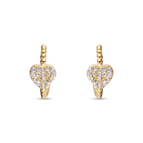 Boucles d oreilles argent doré composées d un demi anneau sur lequel est soudé un coeur sertis d oxydes zirconium Largeur ...