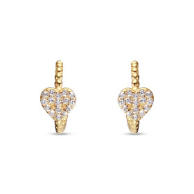 Boucles d'oreilles Demi Anneau Coeur en Oxydes