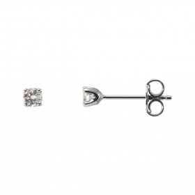 Boucles d oreilles Diamant 0.20 carat Or Blanc 750 Boucles d oreilles serties 2 diamants 3.1mm diamètre (2 x 0,10 Carat - ...